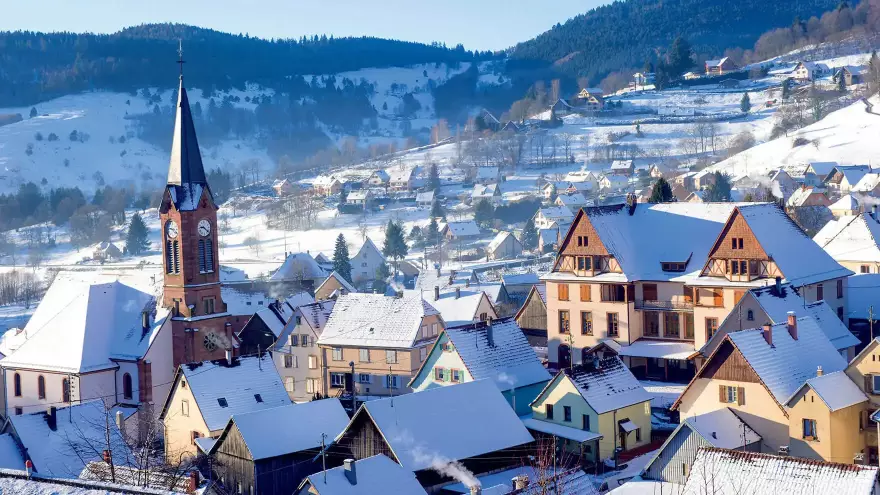 Village alsacien sous la neige